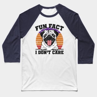 Retro Sunset Fun Fact I Don't Care Funny Bulldog Baseball T-Shirt